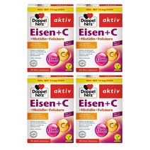 도펠헤르츠 철분 철분제 비타민C 엽산 히스티딘 30정 (독일) Doppelherz Eisen+C (active iron + C + histidine + folic acid), 4팩