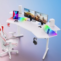 아우스 위너렉스 JET LED 카본 프리미엄 게이밍책상 컴퓨터책상, 화이트-RGB형(선반포함)