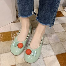 묘먀미 동그라미네모 에나멜 여성 플랫 단화