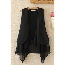 Happy shopping 조끼 루즈핏 여성 여름 캐주얼 패션 시폰 롱나시자켓 빅사이즈 CA06
