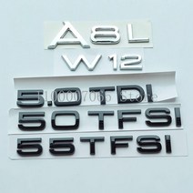 호환 아우디 자동차 튜닝 부품 악세사리 abs 문자 숫자 엠블럼 audi a8 a8l 40tfsi 45tfsi 50tfsi 55tfsi 60tfsi 50tdi w12 car, 글로시 블랙, w12(그릴)