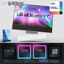 LG 일체형PC(12세대) 24V70Q-GA56K [이벤트 한컴오피스 증정], 24V70Q-GA56K 램32GB + SSD1TB