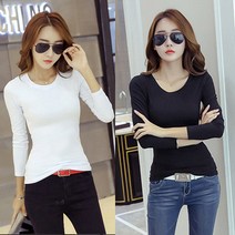 일월전빵 2개 여성 슬림핏 기본 무지 긴팔티셔츠 B-C025