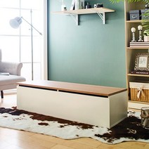 아리아퍼니쳐 Stanford Storage Bench 수납벤치, 본품, 오크+아이보리