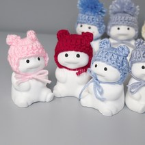 핸드메이드 곰돌 털실 모자 파츠 미니어처 석고방향제 만들기 DIY 재료 식물 스투키 화분 데코, 블루