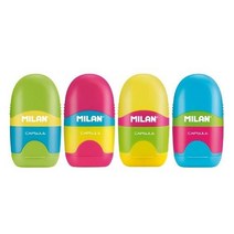 [천삼백케이] [펜스테이션] MILAN CAPSULE MIX 밀란 캡슐 믹스 연필깎이+지우개, 색상 랜덤(빠른발송)