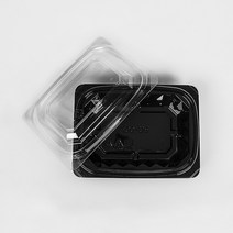 (BU) BU-002 블랙 일회용 샐러드 반찬 PET 용기+뚜껑 1000세트, BU-002 블랙 1000세트(바디+뚜껑)