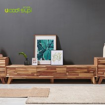우디수피 아카시아나무 원목 거실가구 티비 TV거치 받침대 낮은 거실장 수납장 협탁, 아카시아서랍형W2000