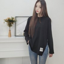 에잇티즈 힙 루즈 오버핏 바느질 좋은 빅 기본 일상 학생룩 레이어드 한쪽 트임 워싱면티