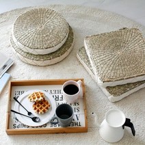 바보사랑 왕골 방석 2type size.꾸미기 좋은날, 사각(소)