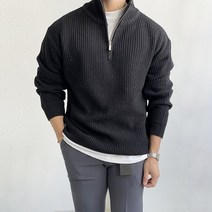 인트로 데일리 하프넥 반집업 니트