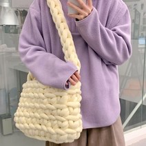 핸드메이드 자이언트 빅 얀 루피망고 굵은실 핸드니팅 손뜨개 숄더백 미니백 완성품