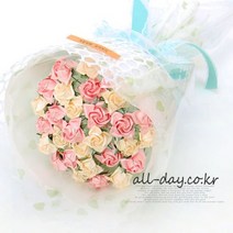 올데이 컬러플 종이장미 꽃다발30송이-민트(재료패키지)