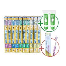 코도모칫솔12S 10개이상구매시 그린킨더저불소치약50g 2개(무방부제 10무첨가)와 덴탈케어칫솔 미세모2개 증정, 10개