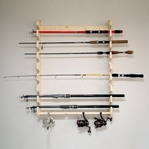 다니우드 낚시 로드 거치대 벽걸이형 8구 + 릴 거치대