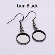 10-25mm 트레이 베젤 카보 숑 귀걸이 후크 빈 설정 라운드 펜던트 귀베이스 결과 DIY 유리 카메오 쥬얼리 만들기 10 개, 25mm x 10pcs, Gun Black
