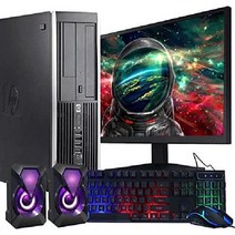 HP Elite 데스크탑 PC 컴퓨터 인텔 쿼드 코어 i5 8GB 램 1TB HDD 24인치 LCD 모니터(1080p HDMI) RGB 키보드 + 마우스 데스크 스피커 와이파이, 8 세대   1톤
