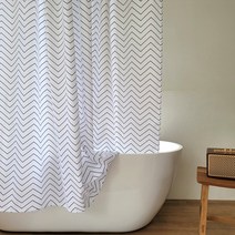 글랑앤 패브릭 방수 욕실 샤워 커튼 4 체크 그레이, 5. 지그재그 화이트 120x180, 1개, 멀티(혼합)컬러