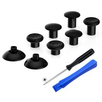 EXtremeRate ThumbsGear PS5 컨트롤러용 교체 가능 인체 공학적 썸스틱 PS4 모든 모델 - 3가지 높이 돔형 오목한 그립 조절가능 조이스틱 화이트, Black