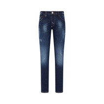 PHILIPP PLEIN 필립플레인 남성 하트 핫픽스 스트레이트 데님 팬츠 - 블루
