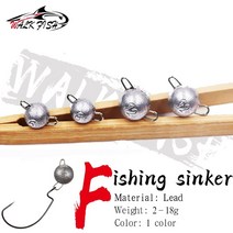 도보 물고기 5 개/ 지그 헤드 총알 무게 소프트 루어 그룹 2g-18g 후크 악화 낚시 Cheburashka 싱커 액세서리, 18g
