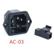 AC 전원 소켓 오순절 로커 스위치 3 핀 빨간색 LED 250V 10A 퓨즈 암수 인렛 플러그 커넥터 2 홀 마운, 06 AC-03