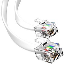 G-PLUG RJ11 - RJ11 장치용 9.1m(30피트) RJ11 케이블 폰 코드 - 부드럽고 명확한 연결 및 최적의 품질 - 4개의 금 도금 접촉 핀이 있는 내구성 있는 폰, White_30ft
