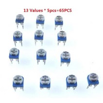 100r-1m 전위차계 65pcs 13 값 5pcs rm065 가변 저항 키트 세트 101 201 501 102 202 502 103 10k 203 503 104 팩, 없음