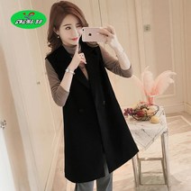 SHENGBO봄 가을 여성 레이어드 롱베스트 루즈핏 롱조끼 브이넥롱베스트 정장베스트 하객룩베스트 빅사이즈