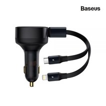 베이스어스 인조이먼트 오토릴 2in1 30W 차량용 시거잭 초고속 충전기 케이블 일체형CGTX000001