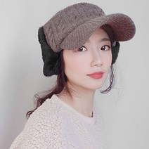 국내제작 쫀쫀 고급 니트 털귀마개 니트귀도리 캡모자 여성 겨울 골프모자 골프썬캡, 베이지