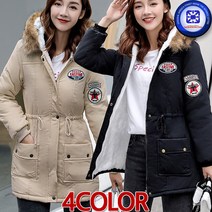 더세븐스레터 여성 가을겨울 EASTIME 패치 웨스트 스트링 양모퍼 라쿤 후드 패딩점퍼 4칼라