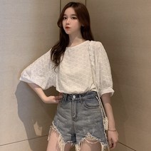 화이트 레이스 프릴 블라우스 펀칭 블라우스BMG011