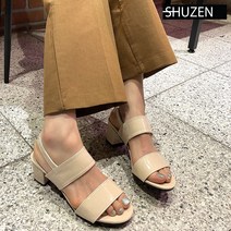 폭신 여성 베이직 미들힐 밴딩 샌들 힐 bt039