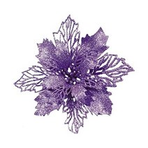 반짝이 인공 포인세티아 꽃 크리스마스 트리 장식 크리스마스 화환, Iodine Violet