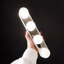 붙이는 LED 화장대 침실 카페 루프탑 파티 거울 조명 미러라이트 탈부착 전구 4구, 미러라이트 단품 1개+AA건전지 4개