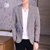 남자자켓 정장룩 캐주얼 인싸 체크 원버튼 수트