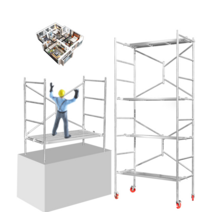 알루미늄 이동식 아시바 조립계단 틀 비계 PT 작업용, 두꺼운 1.35m 높이의 바퀴가 달린 2개