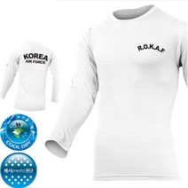 T81 쿨 드라이 ROKAF 긴팔 티셔츠 흰색 90~115 나염-앞+뒤+팔 공군 에어포스 사계절 여름 티 군인 TS 태성