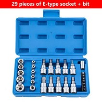 충격 소켓 세트 12 인치 드라이브 10 조각 딥 메트릭 크기 1024mm 탄소강 보관함, 29Pcs Torx Star set
