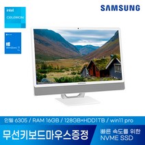 삼성 일체형PC DM530ADA-L15AADG5 올인원PC 데스크탑 컴퓨터 사무용 정품Win11탑재 선없는 컴퓨터, 16GB+128GB+1TB