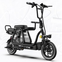 접이식 3인용 전기 자전거 전동 스쿠터 배달 바구니 여자 남녀공용 12인치, 8AH, 블랙