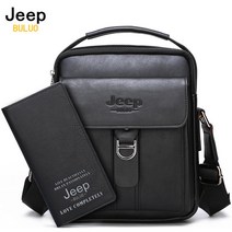 JEEP BULUO 고급 가죽 크로스 바디백 남성용 어깨 메신저백 비즈니스 캐주얼 패션 토트백