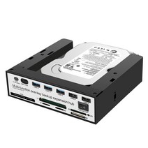 GHSHOP 2.5 또는 3.5인치 HDD 데이터 백업 Type-C USB 3.0/2.0 OTB 키 백업 카드 리더기용 5-in-1 하드 드라이브 인클로저 보관, 146x90x40mm, 검정, 플라스틱