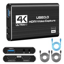 오디오 비디오 캡처 카드 Hdmi to USB 3.0 Loop Out Ub C 입력 4k ~ 4k 출력 Windows OS Linux Desktop 및 Xbox Mac 스트
