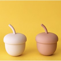 [하비하비] 유아 아기 실리콘 빨대컵 도토리 물컵, 하비 도토리 빨대컵(체스넛), 1개