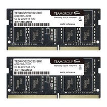 TEAMGROUP 엘리트 DDR4 16GB 키트 (2 x 8GB) 3200MHz PC4-25600 CL22 언버퍼드 논ECC 1.2V SODIMM 260-핀 랩탑 PC 메모리 모듈