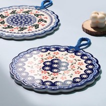 북유럽 주방 오브제 도자기 냄비받침 8종, 냄비받침 라운드도트20x20 E, 1개