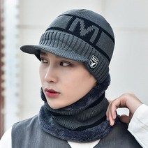 옴니 M 모자 넥워머 세트 남성 남자 겨울 방한 털 비니 골프 니트 모자