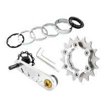 자전거 단일 속도 카세트 코그 세트 13T/14T/15T/16T/17T 액세서리 용 자전거 체인 텐셔너 프리휠, 98.3mm, 알루미늄 합금, 실버 16T